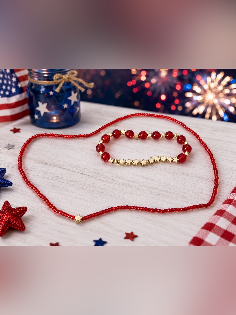 Patriotic Starry Night Bracelet 9”